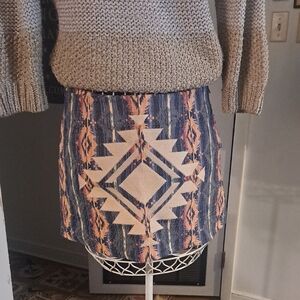 Judith March Southwest/Native American Design Tapestry Mini Skirt, M